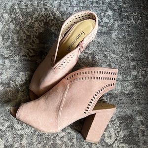Francesca’s peep toe sandal booties.